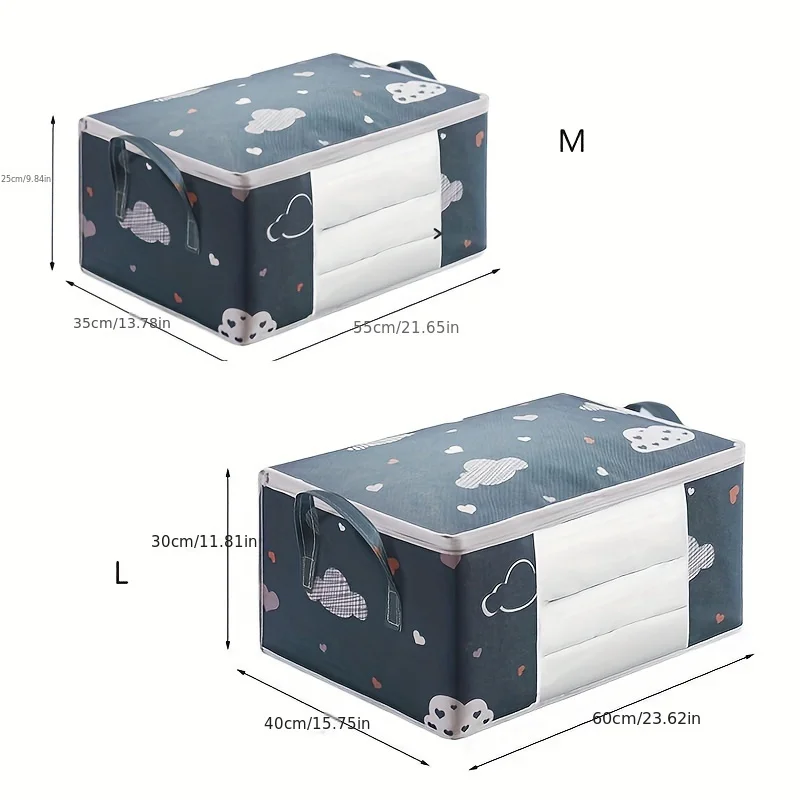 grand sac de rangement pliable non tissé 1 pièce – couette en tissu anti poussière et organisateur de vêtements avec fermeture éclair et poignées faciles à transporter