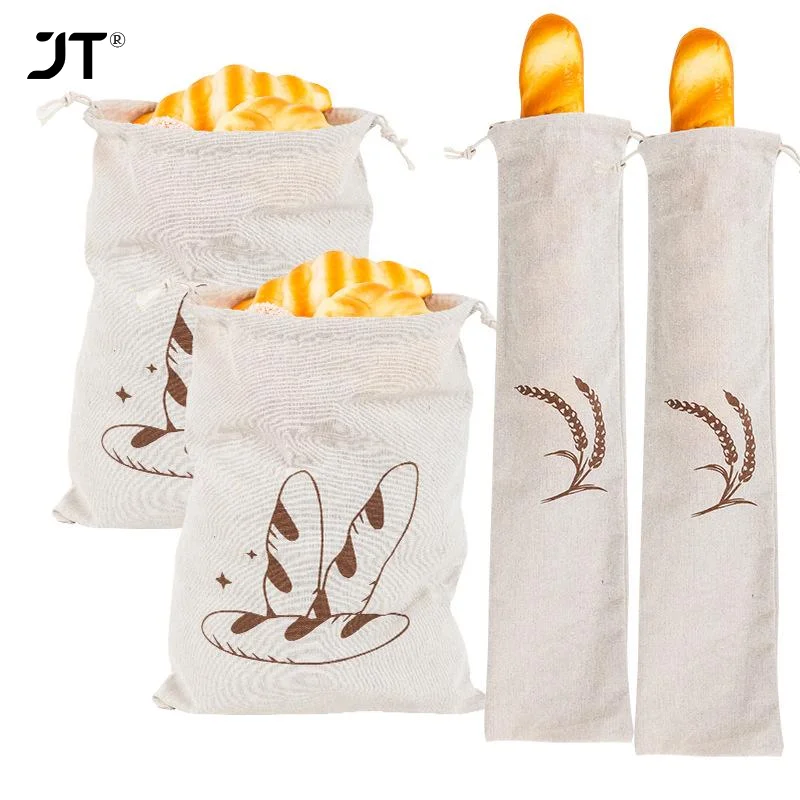 sac à pain en lin réutilisable, baguette en coton, sac de rangement à cordon de serrage, pain fait maison, frais, écologique, maintien pour baguette