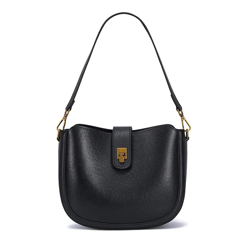 sac de selle en cuir souple pour femmes, sac à bandoulière rétro mode nouvelle coque, sac seau polyvalent pour les déplacements