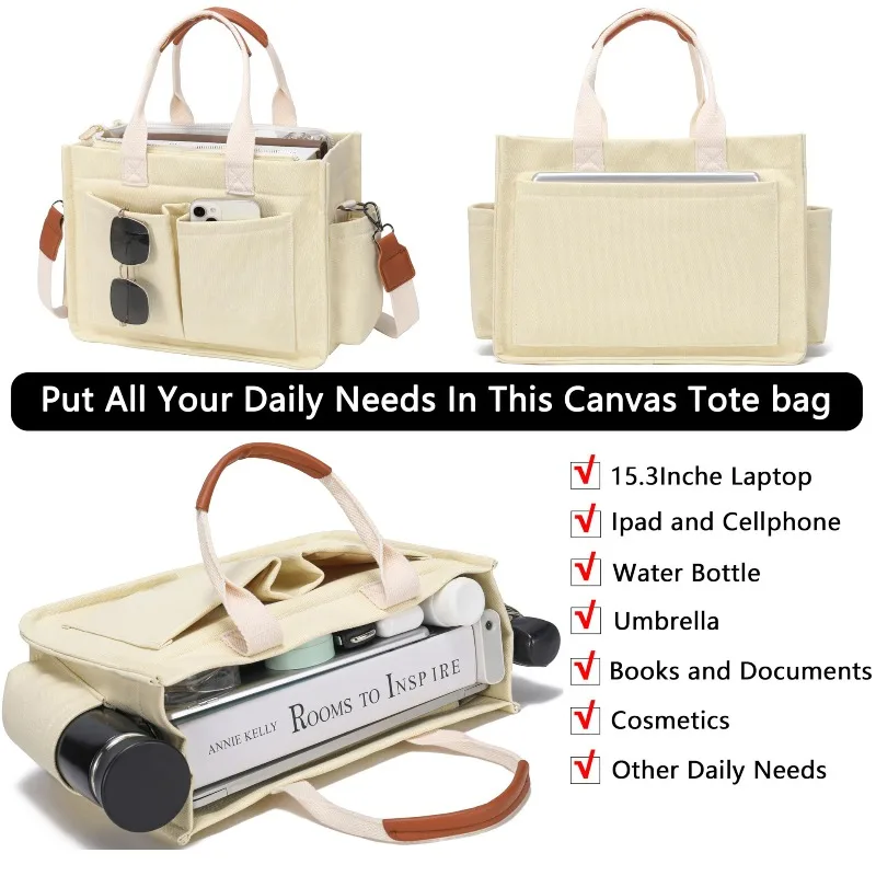 sac fourre tout pour femmes avec compartiments grands fourre tout en toile sac à main pour femme sacs à bandoulière travail ordinateur portable livre sac sacs à main à bandoulière