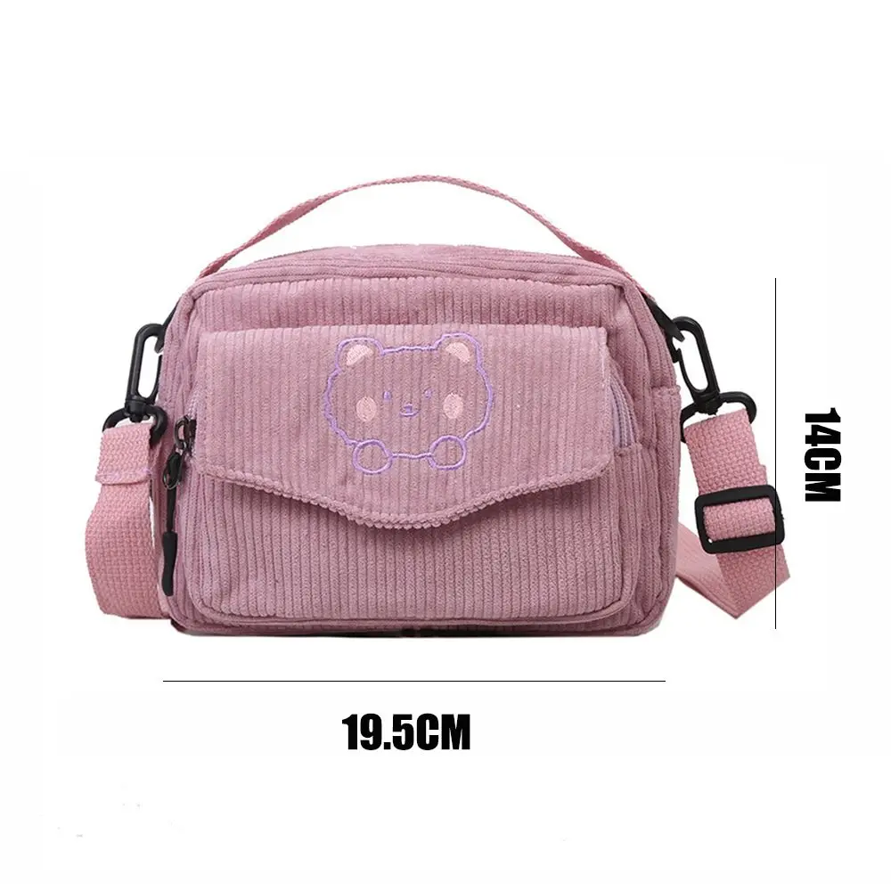 femmes cartable dessin animé ours imprimé sacs à bandoulière sacs à main étudiant fourre tout sac de messager velours côtelé sacs à main pour femmes