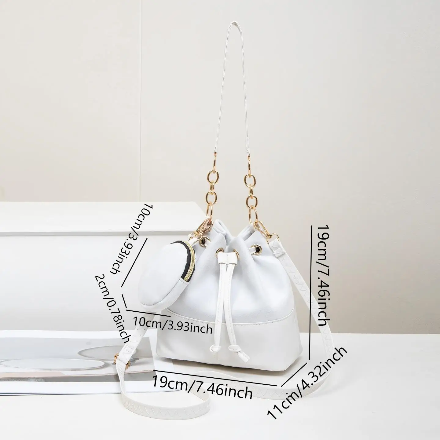sac seau polyvalent et tendance en 2 pièces de couleur unie, sac à main à bandoulière élégant pour femmes
