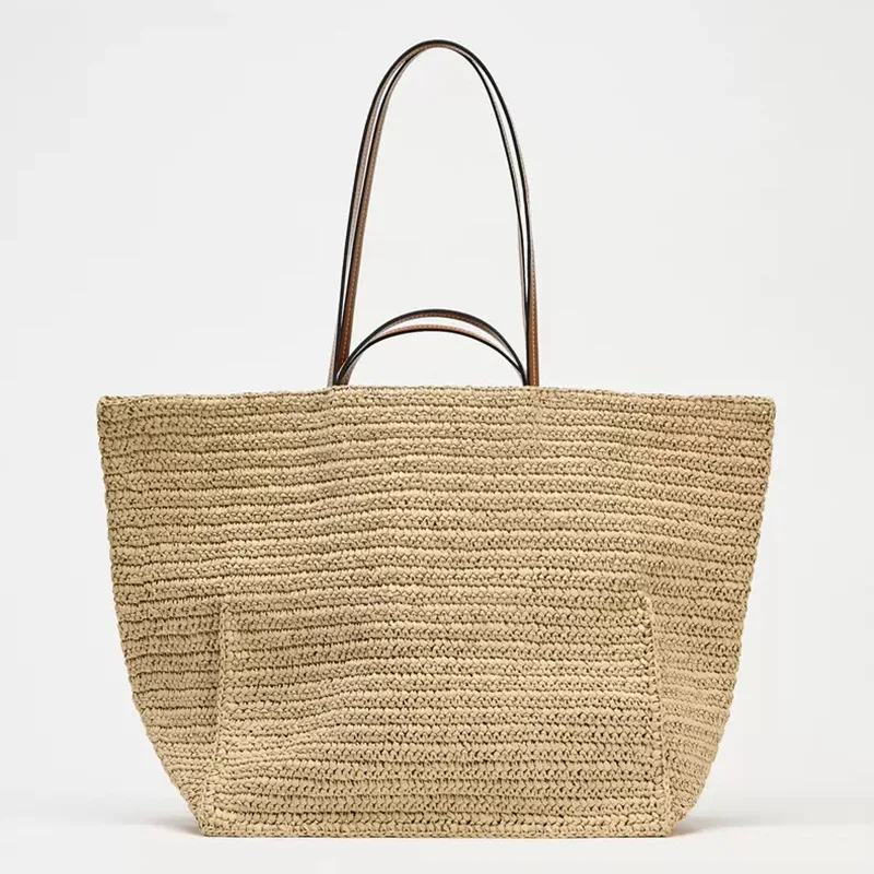 sacs à main tissés à la main pour femmes, sac de plage d'été, grands sacs à main de shopping, fourre-tout en paille de grande capacité de styliste, 2025