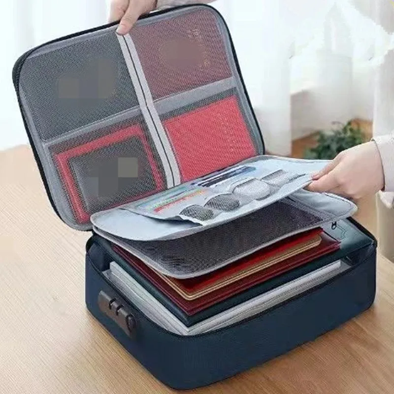 sac de rangement de documents multicouches de grande capacité avec serrure, valise d'évaluation de fichiers de certificat, étui à bombes de passeport, maison et voyage