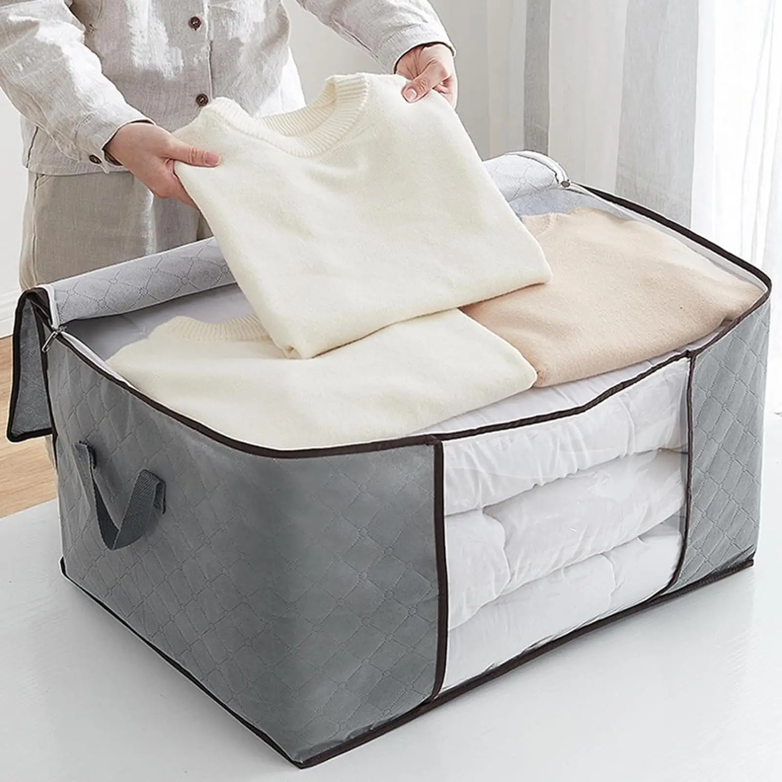 sac de rangement anti poussière pour vêtements de couette, grande capacité, sac de rangement pour literie, organisateur de placard, organisateur de garde robe, sacs de tri de couverture