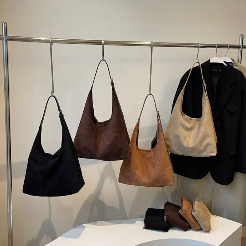 sac à bandoulière en daim pour femmes avec fermeture éclair, sacs hobo de grande capacité, sac à main ample, sac de voyage de banlieue, sacs à main et sacs à main