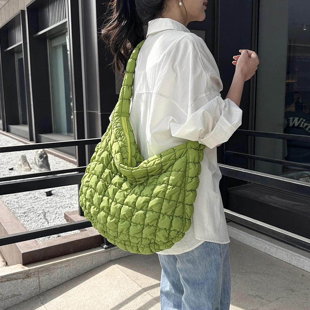 sac à bandoulière rembourré matelassé pour femme, moteurs plissés, sacs initiés au nuage, grande capacité, fourre tout, sac à bandoulière en duvet bergame