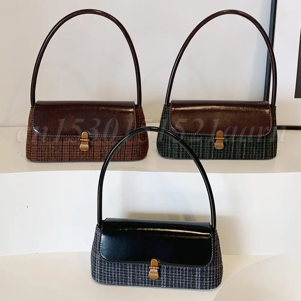 Sac à main à carreaux en PU pour femme, sac à main grande capacité, fourre-tout, fermeture à glissière, rabat, mode initiée, sac à main ati elles vintage
