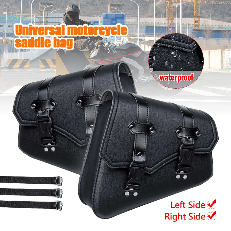 sacs de selle de moto universels, sac à outils en cuir pu avec porte bouteille d'eau, sac à bagages café racer étanche pour cruiser personnalisé