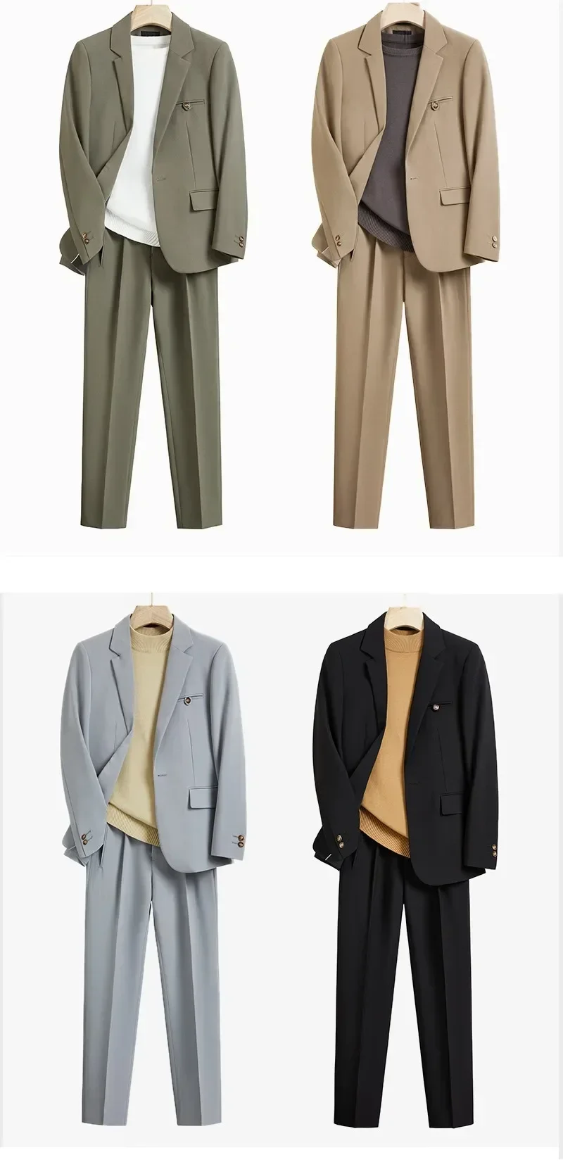 Costume d'affaires décontracté pour hommes, de haute qualité, classique, Simple, noir, marron, mode, ensemble 2 pièces (Blazer + pantalon), mariage, S-6XL