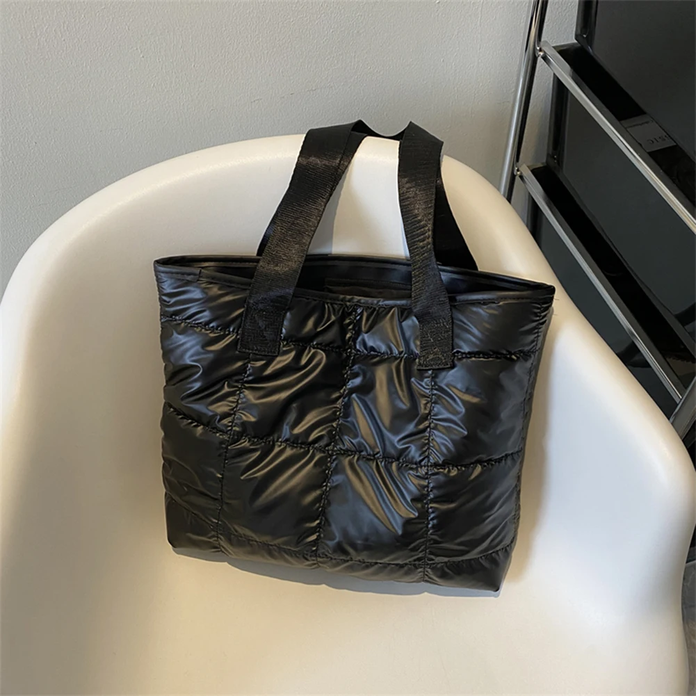 sac à main en coton rembourré de grande capacité pour femme, fourre tout, shopping, portable, matelassé, solide, voyage, loisirs, mode