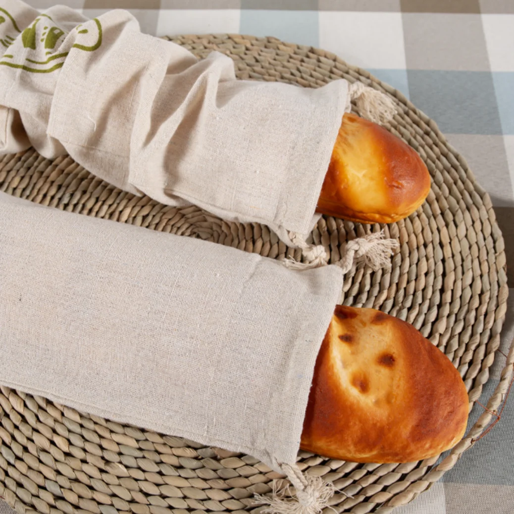 sacs à pain en lin, sac à cordon réutilisable pour pain, sac de rangement de pain artisanal fait maison, sacs à pain en lin pour baguette