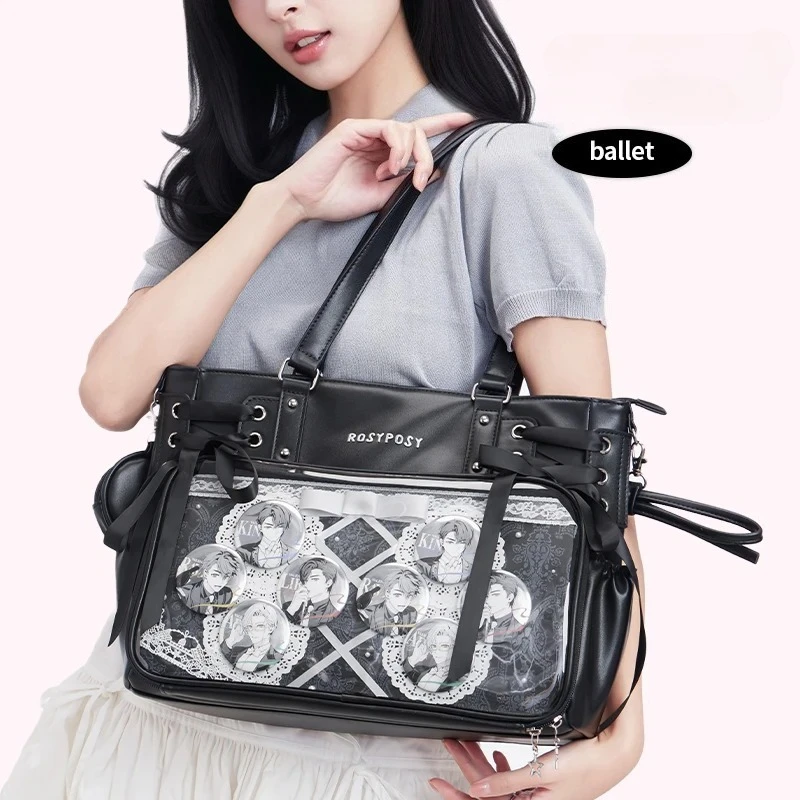 bandage bow ita sac haute capacité sous les bras sac femme douce fille transparent bolsos mujer sacs à bandoulière pour femme carré bolso