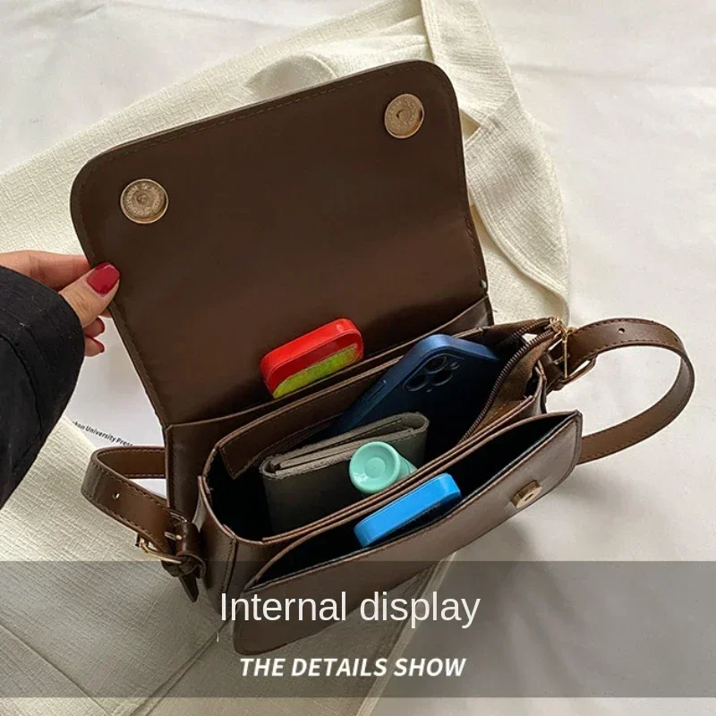 petit sac de selle rétro à texture avancée pour femmes, sacoche populaire assortie avec tout, sacs sous les bras, sac à bandoulière carré, nouvelle collection 2025