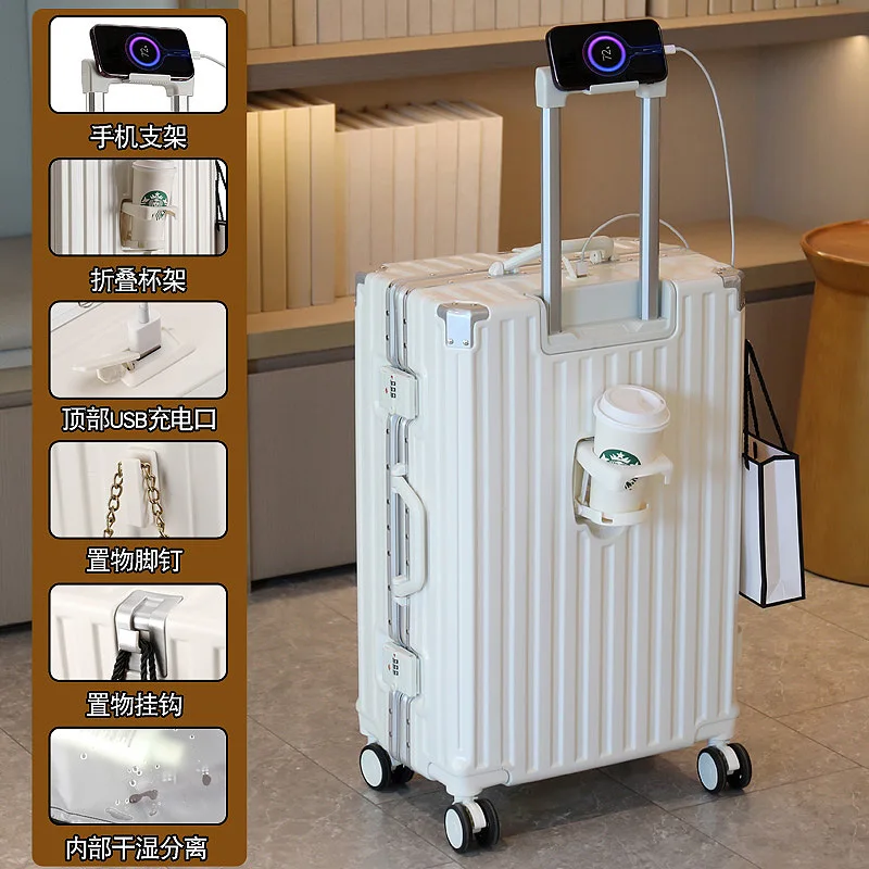 valise multifonctionnelle à roulettes universelles pour hommes et femmes, 1 pièce, boîtier de chariot pour étudiants, durable, grande capacité, crochet de boîte de mot de passe