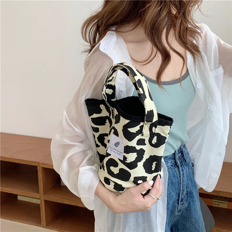 sac de rangement imprimé léopard, joli mini sac e27, sac de shopping, à la mode, polyvalent