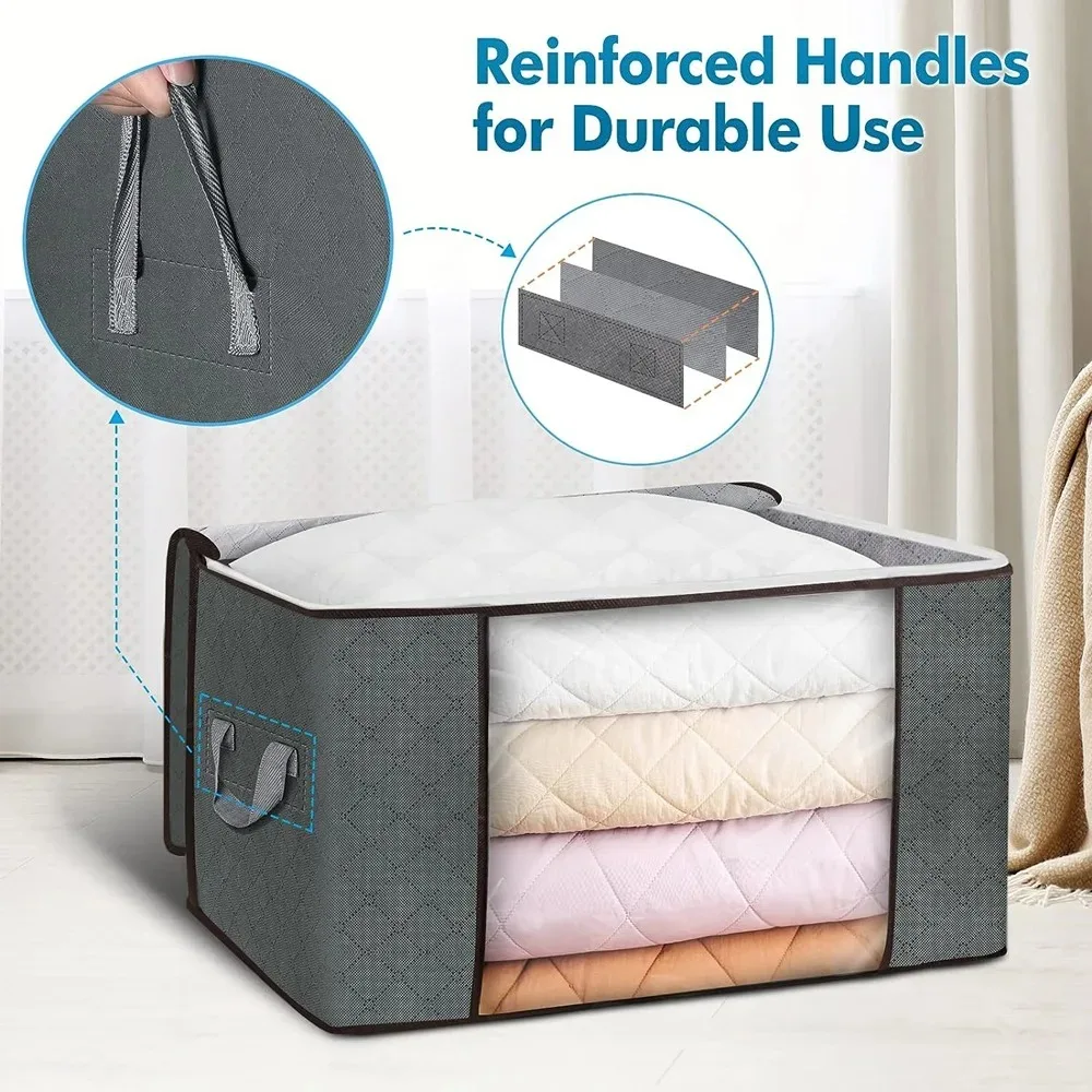 sac de rangement pour couette en coton non tissé, sac de rangement pour vêtements de grande capacité, bagage mobile, sac portable résistant à l'humidité et à la poussière