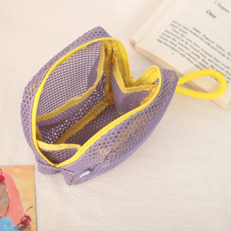 sacs à clés de petite capacité, sac à cosmétiques transparent, pochette de rangement carrée en maille, mini porte monnaie à fermeture éclair, mini sac de lavage, étui de papeterie