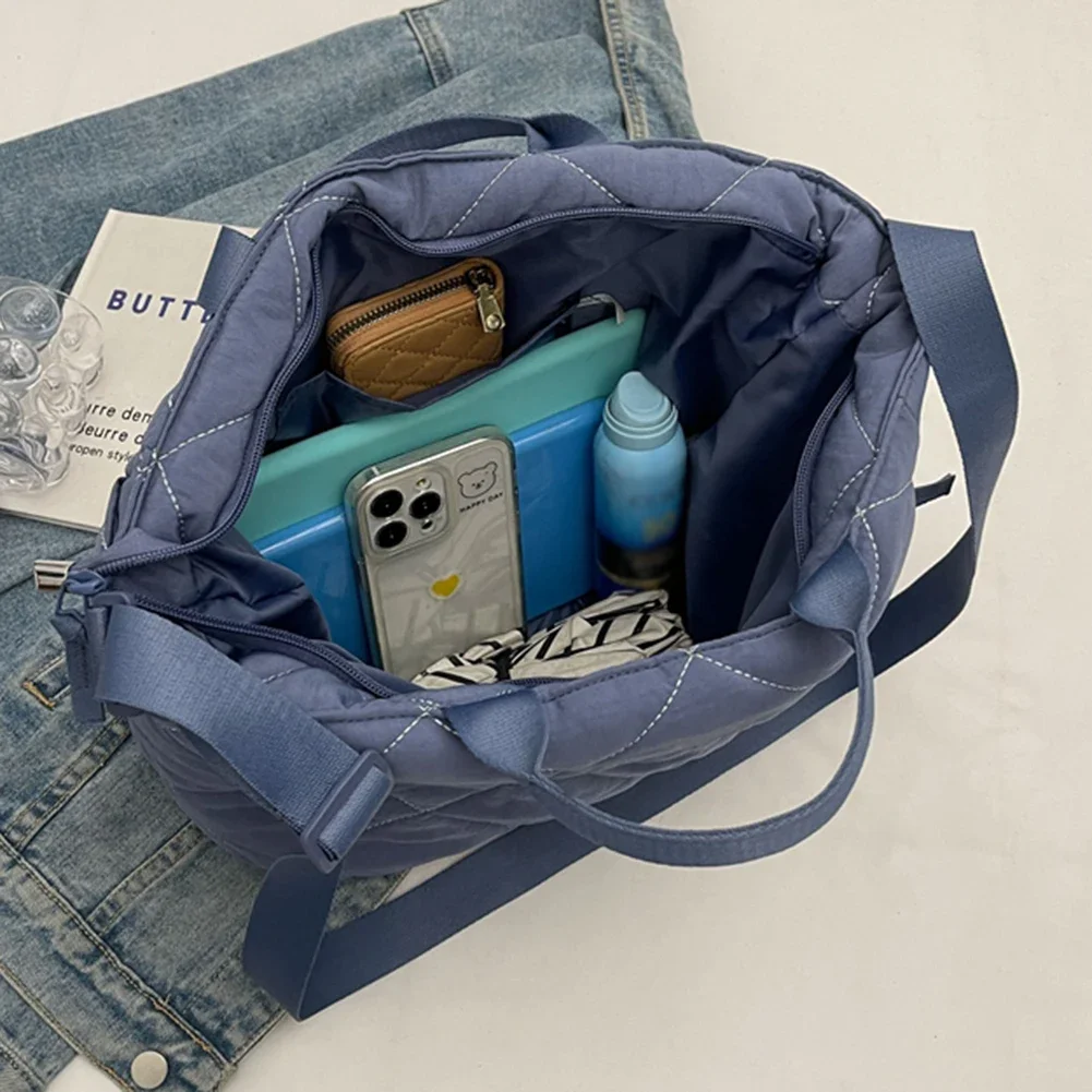 sac fourre tout matelassé pour femmes, sac à bandoulière léger et moelleux, grand sac à bandoulière rembourré, sacoche de voyage, sac de shopping d'hiver