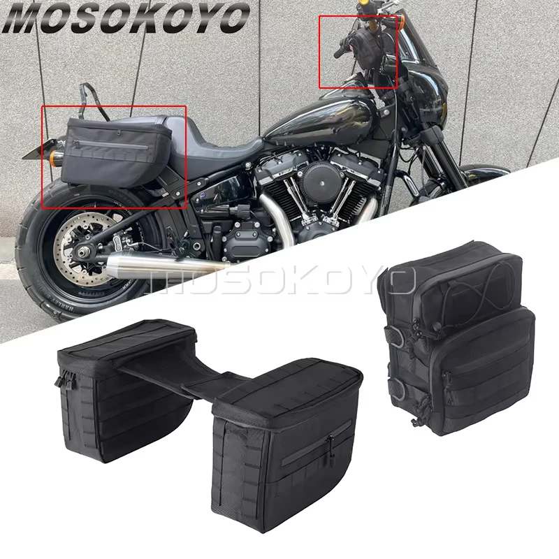 Sac de guidon de barre de voyage de Style Club, sacs à poignée + sacoche de selle essentielle pour Harley Dyna Street Bob FXBB Softail Sportster