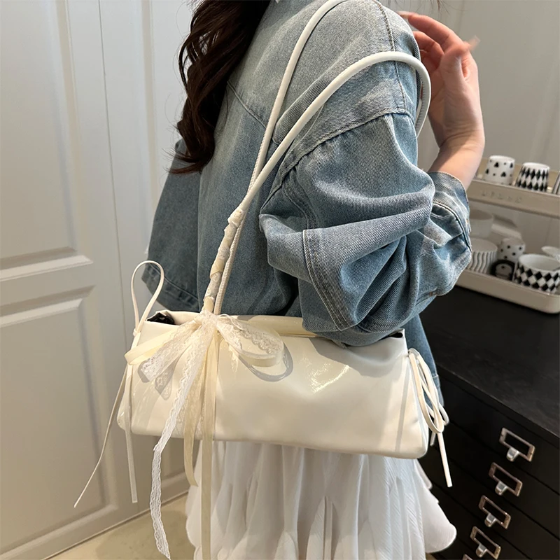 sac carré français élégant avec nœud coréen, sac de haute qualité en pu, niche simple style ballet, sac à bandoulière, nouveaux sacs décontractés pour femmes