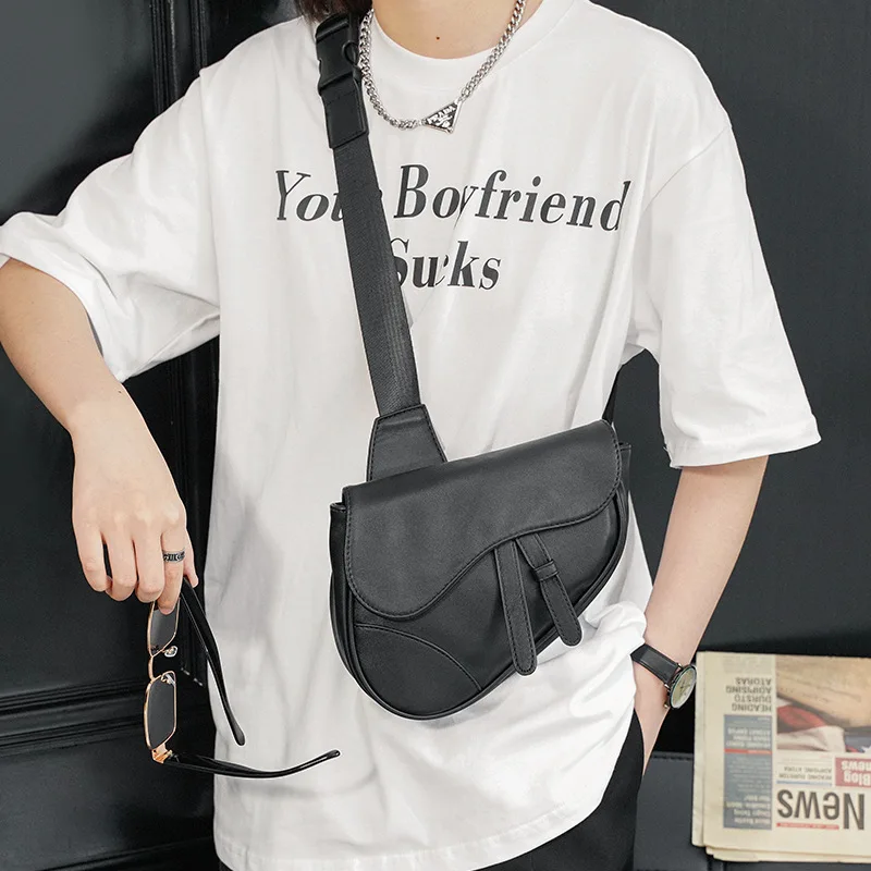 sacs de selle en cuir pu pour hommes, sacs à bandoulière antivol, sacoche de poitrine, sac de taille