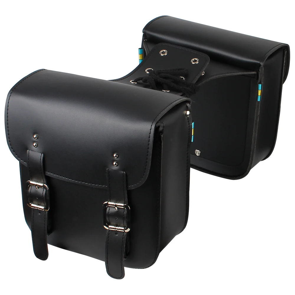 grande capacité 2 pièce/ensemble accessoires de moto en cuir pu sacs latéraux de moto pochette de rangement d'outils sac de selle de moto