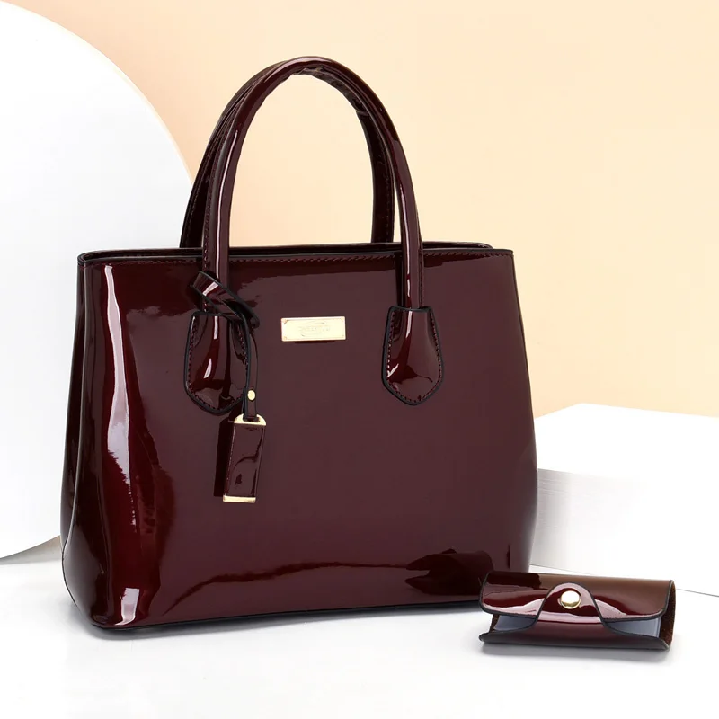 sac à main en cuir verni de haute qualité pour femme, fourre tout de luxe, paquet de cartes, sacoche de styliste