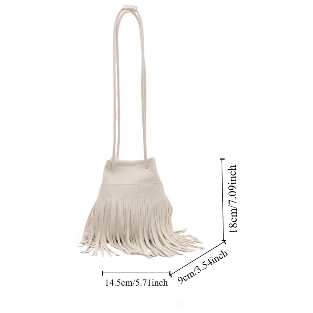 sac seau à pompons élégant rétro, grande capacité, sac en pu avec cordon de serrage, bouton magnétique, texture kaki, pochette à bandoulière pour shopping