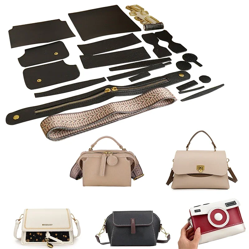 ensemble de sacs carrés de fabrication à la main, sac cousu à la main en cuir pu, kit de bricolage fait à la main, matériel de couture, kits d'artisanat de couture pour accessoires de sacs