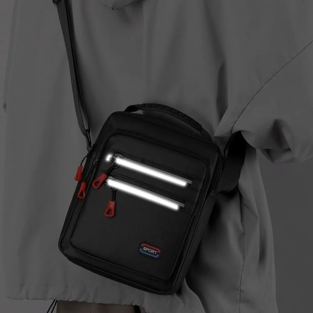 sac à bandoulière carré pour hommes, couleur unie, sac à bandoulière simple en nylon, grande capacité, multicouche, sacoche d'affaires, randonnée