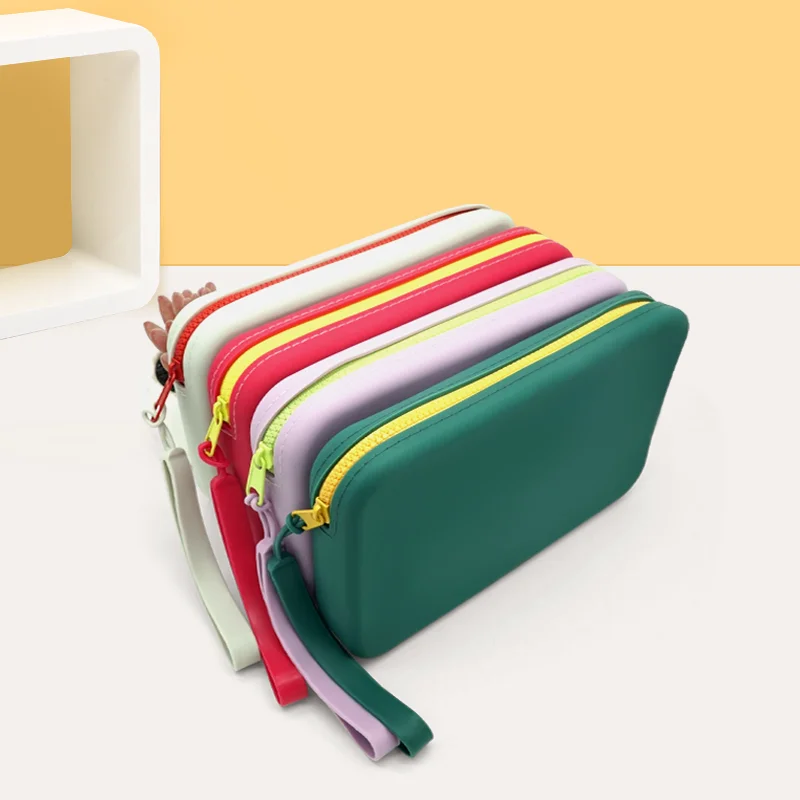 Sac de rangement carré en Silicone pour cosmétiques, grande capacité, porte-brosse de maquillage de voyage, organisateur cosmétique Portable étanche