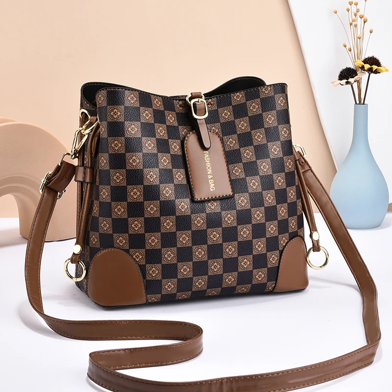 sac seau tout en un en pu pour femme, sac à main à une épaule, sac à bandoulière, boucle à fermeture éclair, grande capacité, nouvelle mode, 2024
