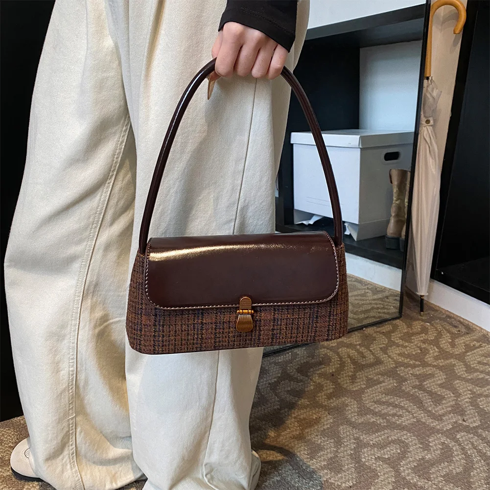 sac à main à carreaux en pu pour femme, sac à main grande capacité, fourre tout, fermeture à glissière, rabat, mode initiée, sac à main ati elles vintage