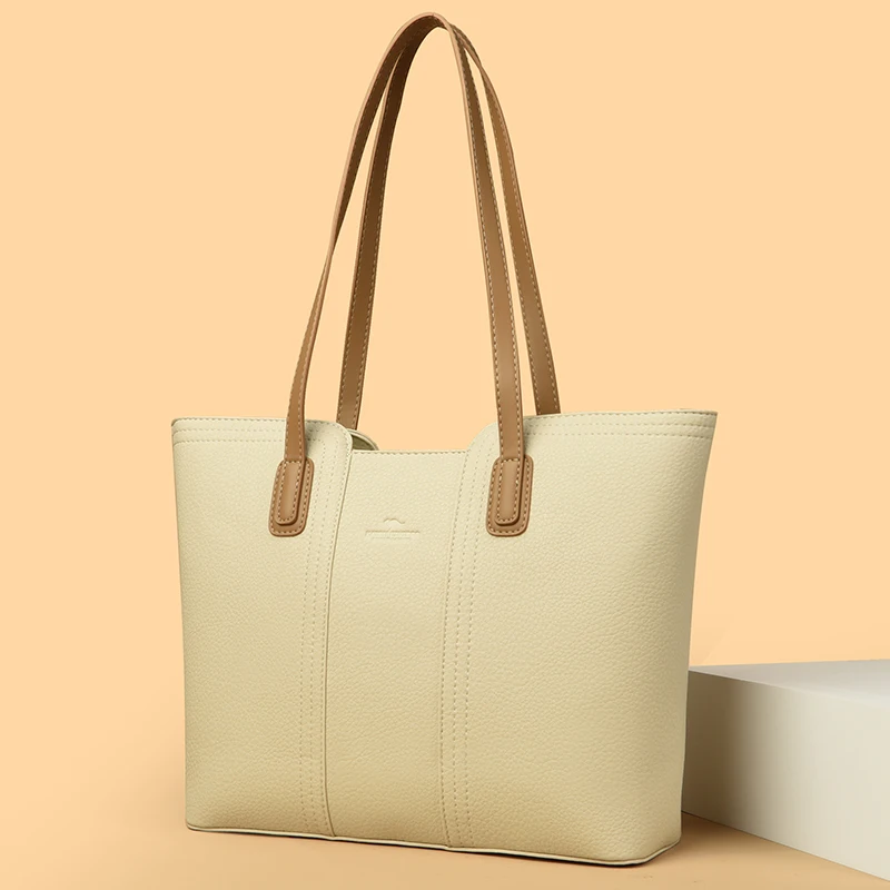 sac à bandoulière en cuir souple pour femme, seau à documents solide, de luxe, de grande capacité, fourre tout pour dame