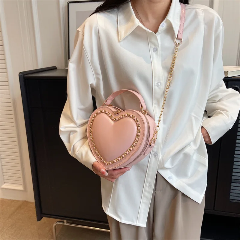 sacs à bandoulière chic en forme de cœur pour femmes, sac jk lolita solide, sac à bandoulière kawaii, uniforme de bureau pour dames, paquet en pu bolso mujer 2025