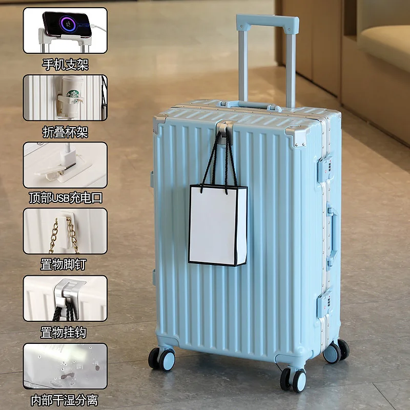 valise multifonctionnelle à roulettes universelles pour hommes et femmes, 1 pièce, boîtier de chariot pour étudiants, durable, grande capacité, crochet de boîte de mot de passe