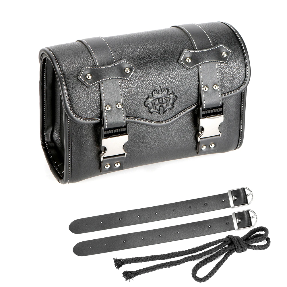 sacoches de moto universelles, sac de fourche, pochette de bagage en cuir pu, sac à outils latéral, sac de selle pour honda pour bmw pour suzuki