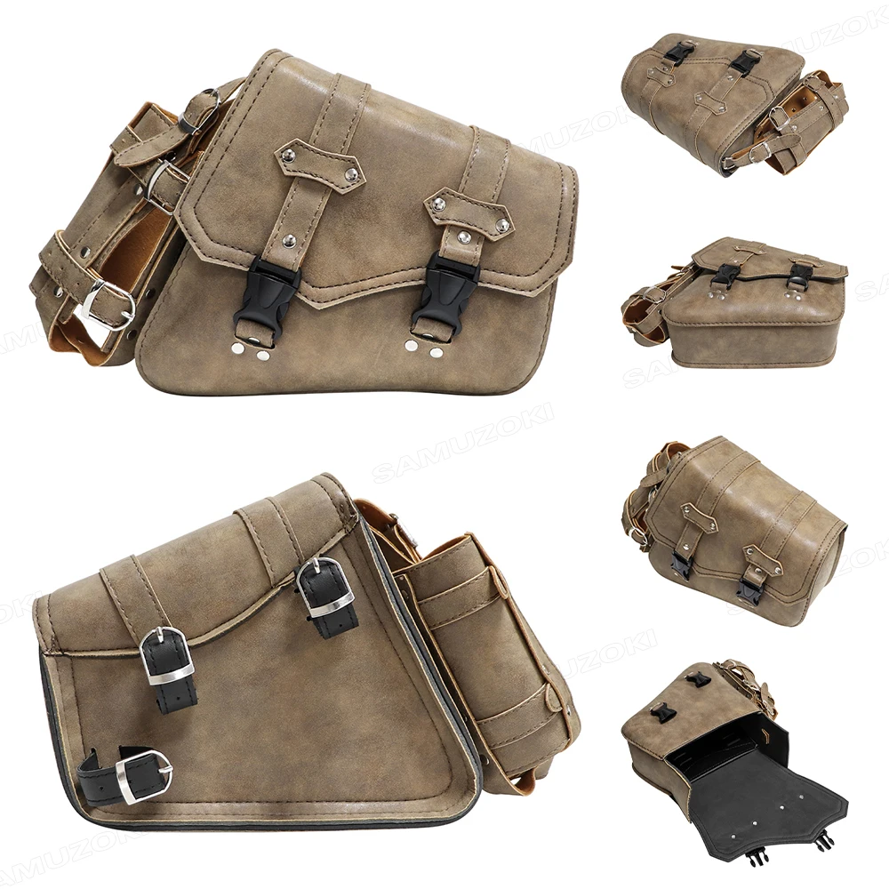 sac de bouteille d'eau à boucle de mode rétro, sac de dégager, sac de rangement, sac à outils de voyage latéral, étanche, cuir pu, moto, universel