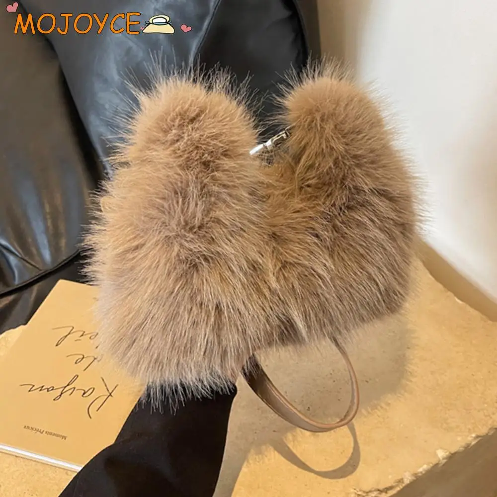 Sac à Main Chic en Fausse Fourrure pour Femme, Sacoche à Bandoulière en Peluche Douce, Pochette Solide pour Documents, Fourre-Tout à Poignée Supérieure, Hiver