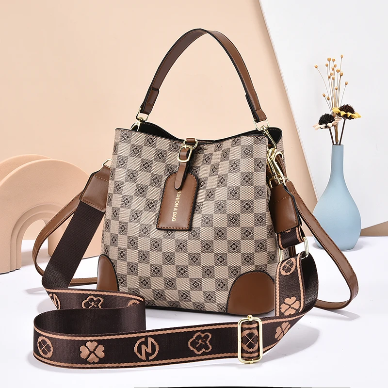 Sac seau tout-en-un en PU pour femme, sac à main à une épaule, sac à bandoulière, boucle à fermeture éclair, grande capacité, nouvelle mode, 2024