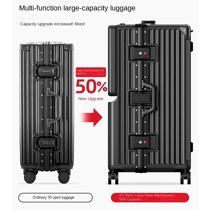 valise à ouverture avant 2025, nouvelle grande capacité, bagages à cadre en aluminium de 20/30 pouces avec porte gobelet usb, sac pour ordinateur portable, valises de voyage