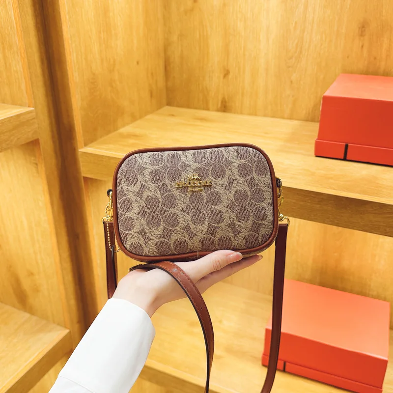 petit sac carré de style classique – sac d'affaires polyvalent imprimé rétro avec bandoulière et grande capacité