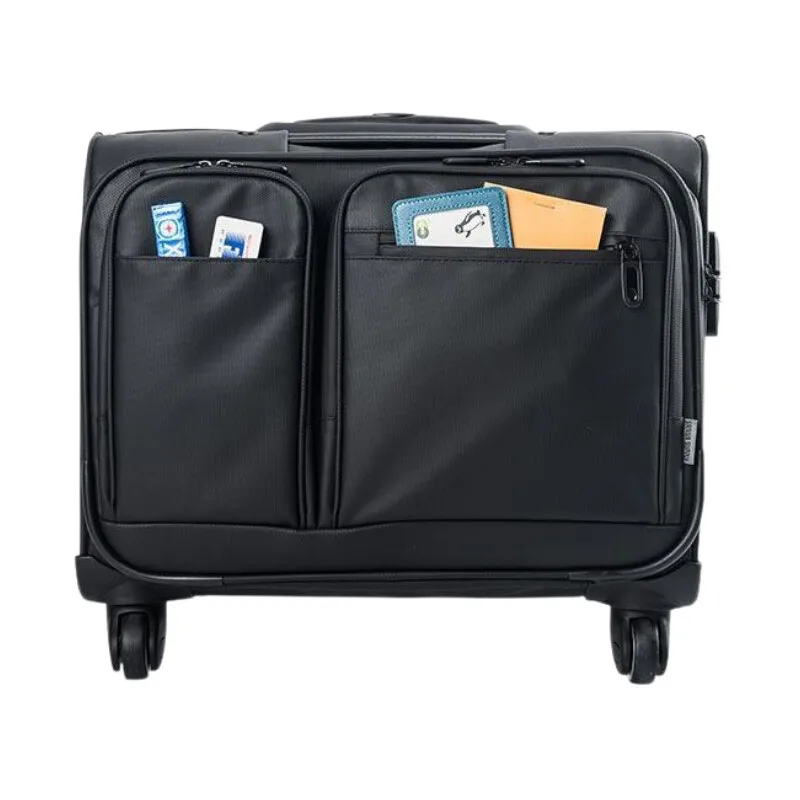 bagage roulant d'affaires pour hommes, sac de voyage à roulettes de 15.6 pouces, valise super étanche pour pilote