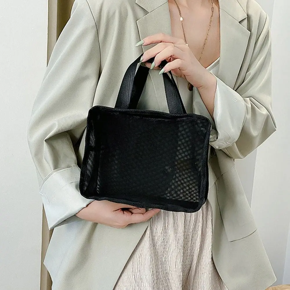 sac carré de grande capacité, pochette de lavage noire, étui de rangement, étuis à cosmétiques, sac à cosmétiques en maille, trousse de toilette, sacs de maquillage