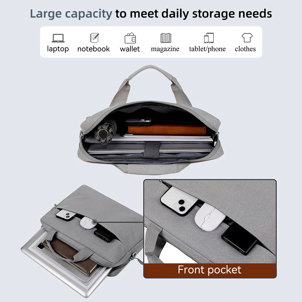 sac à manches pour ordinateur portable 14 15.6 pouces, étui pour macbook air pro tablette, sac de transport de voyage portable étanche, sac à main pour ordinateur