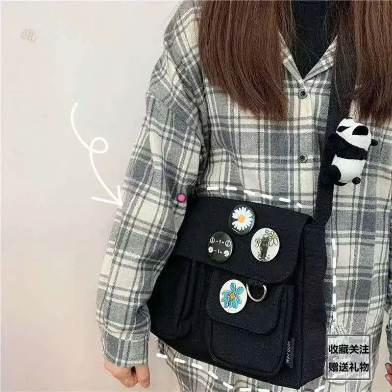 femmes simple messager sacoche décontractée dames sacs à main sac à bandoulière pochette filles doux imprimé toile croix sacs d'école sacs à main