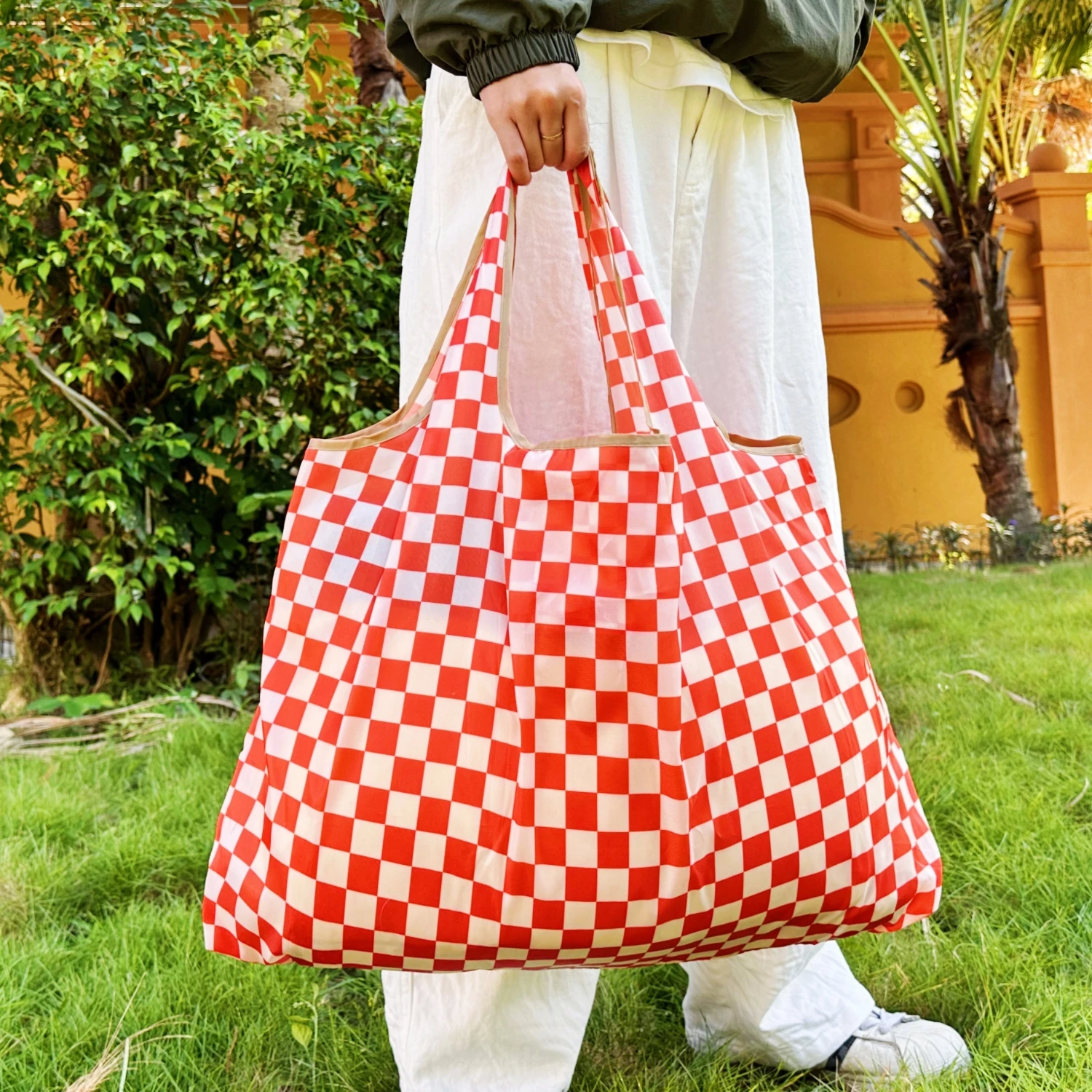 sac à bagages de grande capacité avec fermeture éclair, sac de courses léger et écologique, motif imprimé, cartable pliable d'extérieur, sac à bagages de voyage de style camping