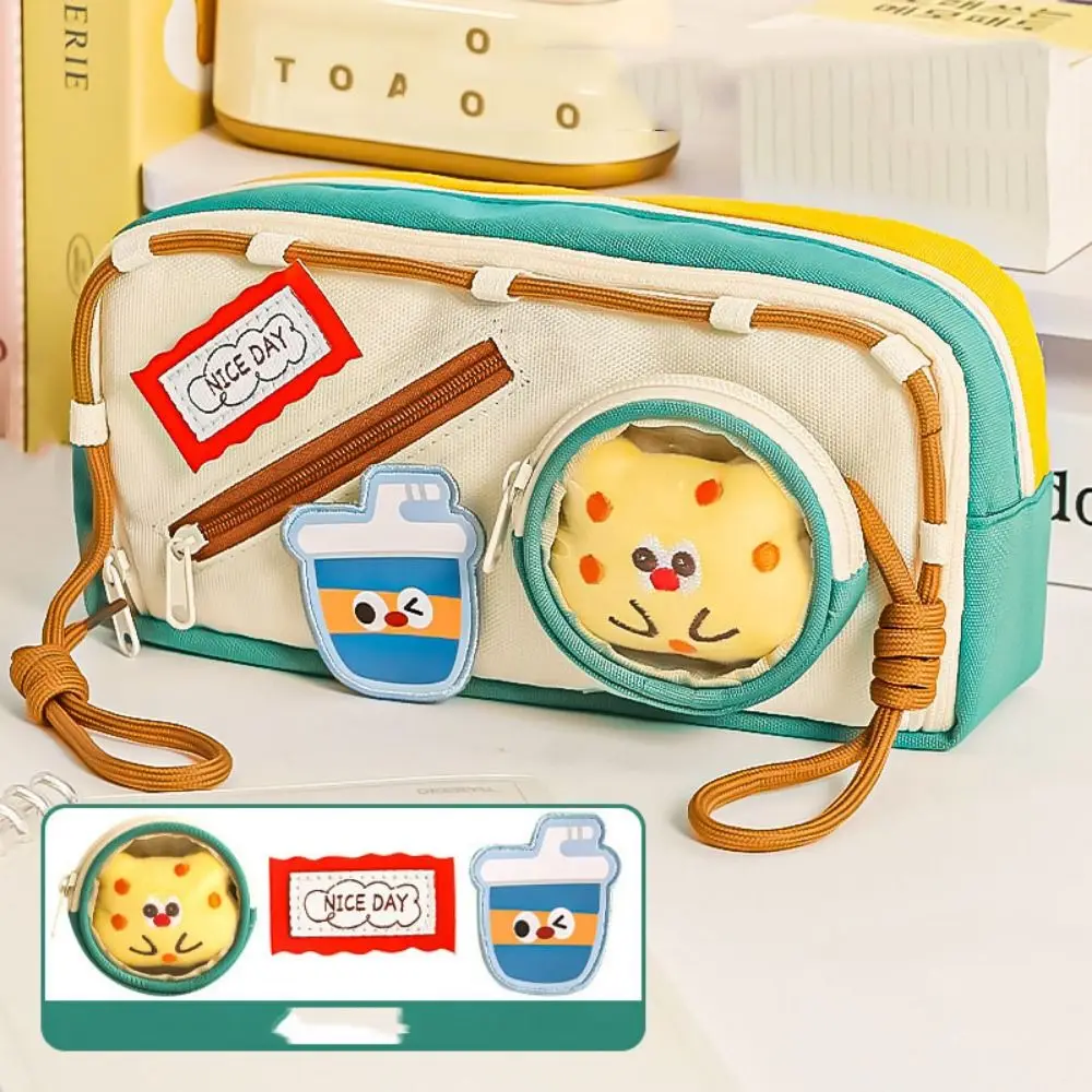 trousse à crayons à hamburger de grande capacité, esthétique, aliments délicieux, étuis scolaires, pochette multifonctionnelle, sac kawaii, boîte de rangement