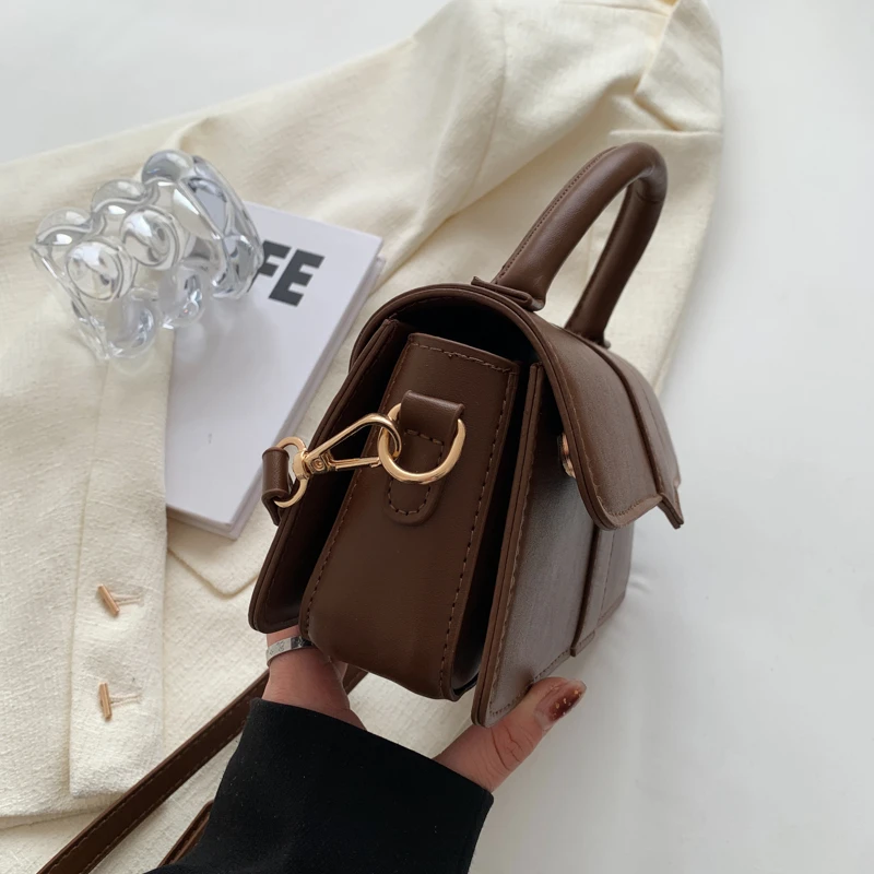 sac à main en cuir pu pour femme, sac à bandoulière, sac sous les bras vintage, cartable carré, noir, mode initiée